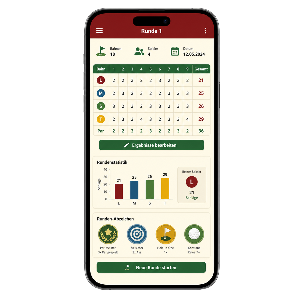 Minigolf-App auf einem Smartphone